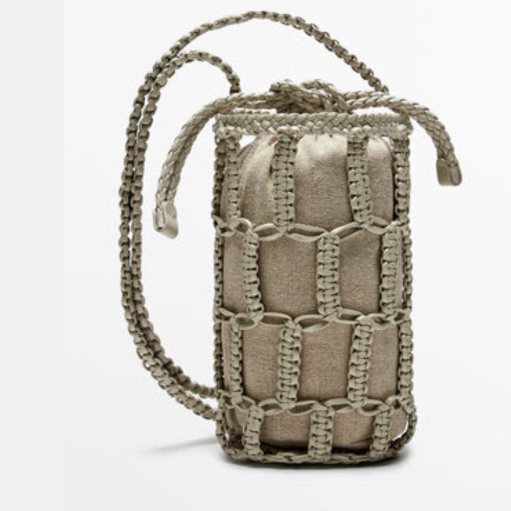 Massimo Dutti Napa leather woven mini bucket bag $198